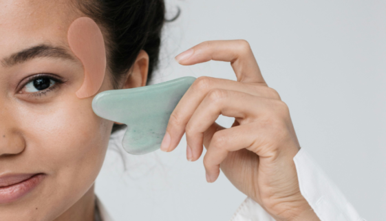 Woman with gua sha